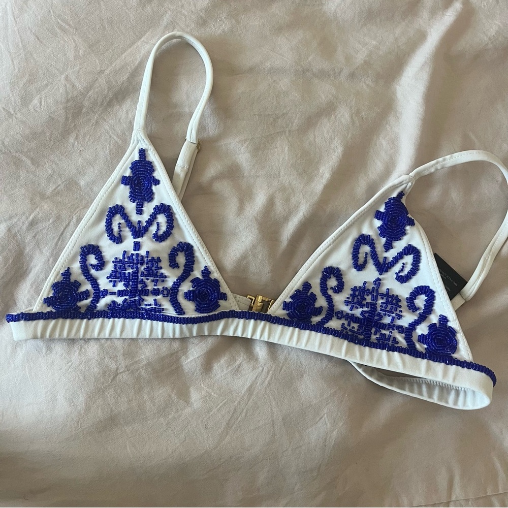 SKYE & Staghorn Beaded Embroidered Bikini Top
